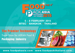ขอเชิญร่วมงาน Food Pack Asia 2015  มหกรรมการรวมตัวครั้งยิ่งใหญ่ของผู้ผลิตเครื่องจักรแปรรูปอาหาร-เครื่องดื่ม เครื่องจักรบรรจุภัณฑ์ อุปกรณ์เบเกอรี่ และเครื่องใช้ในโรงแรมอย่างครบวงจร